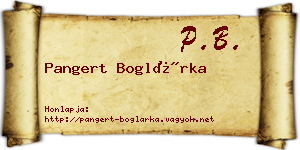 Pangert Boglárka névjegykártya